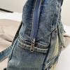Рюкзак из выстиранного денима большой вместимости, модный в ретро-стиле, осенне-зимний рюкзак из денима большой вместимости, сумка для поездок на работу