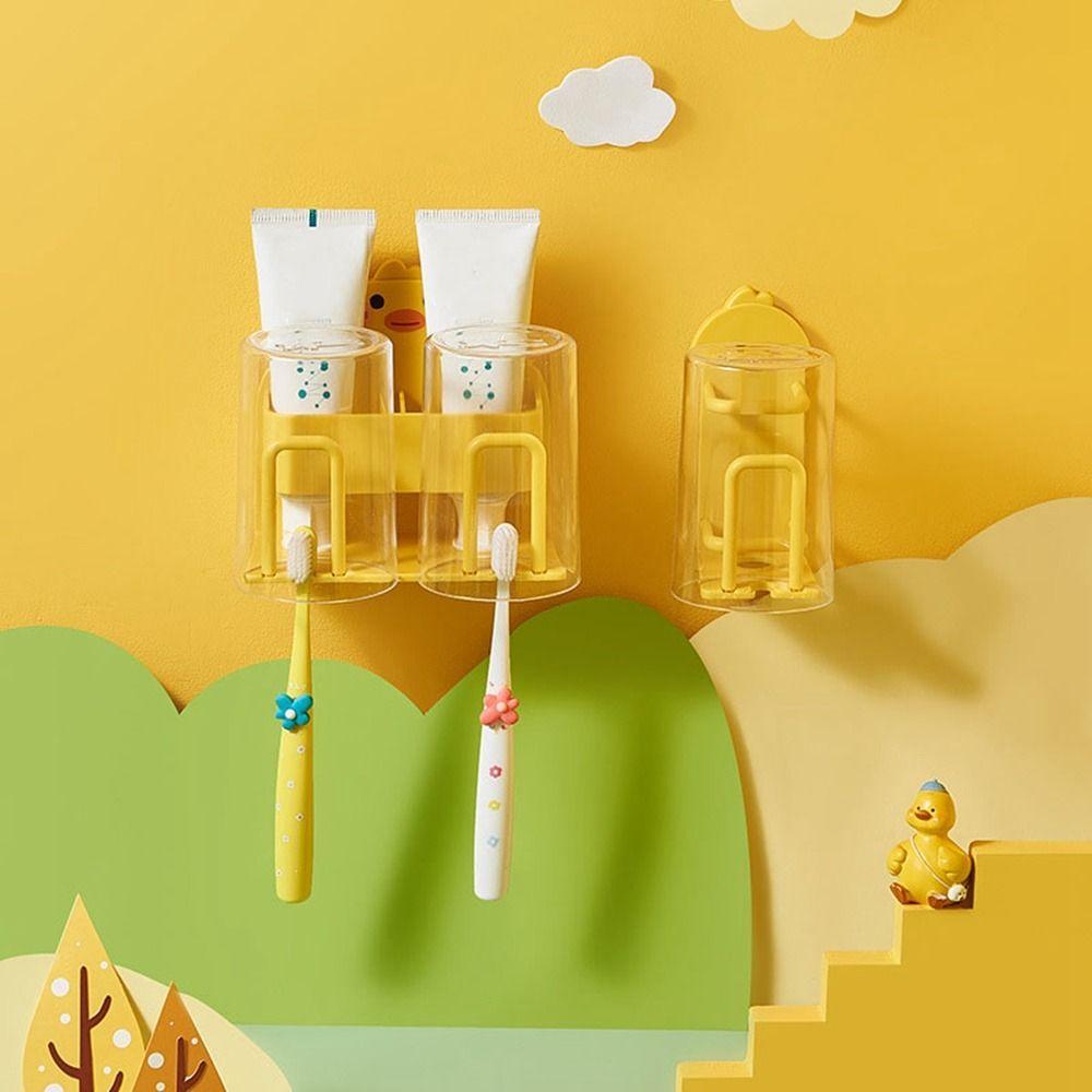 Wall Mounted Duck Toothbrush Holder Plastic Toothpaste Toothbrush Storage Rack Bathroom