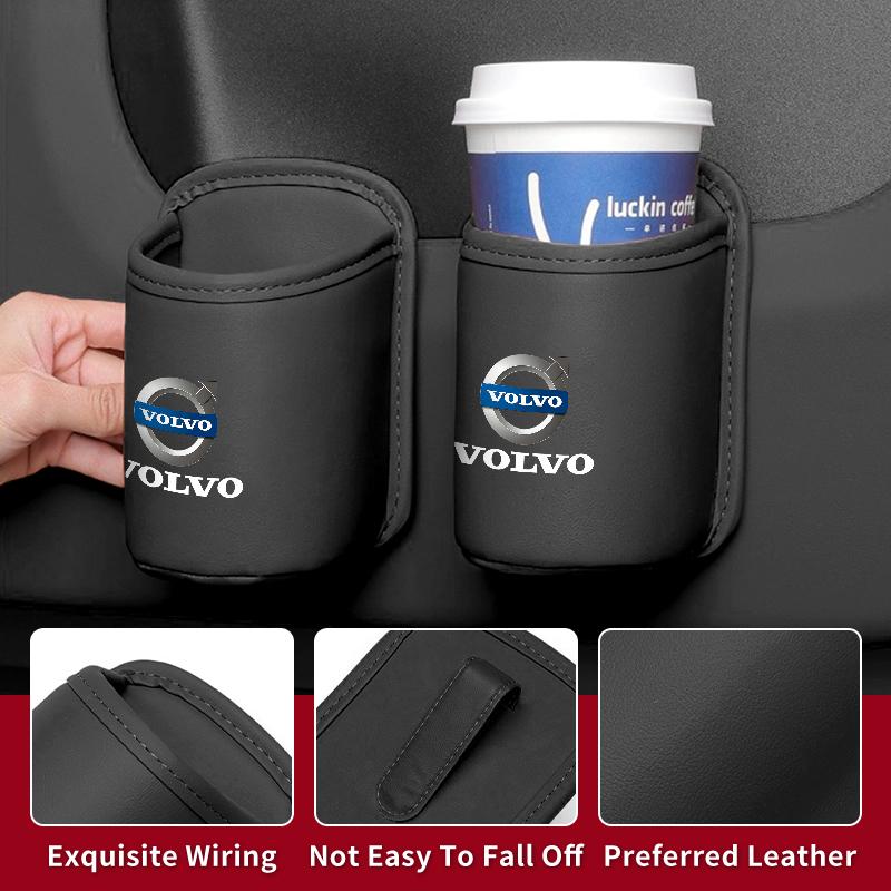 Leather Car Door Cup Holder Organizer Storage Bin Drink Rack Auto Cup Holder Car Interior Accessories For Volvo AWD C30 C70 S60 KH8
