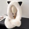 1 шт. Шапки из искусственного меха Изысканная форма с острыми ушками Милая плюшевая шапка Универсальные аксессуары Удобный шарф Тепло 56-58 см