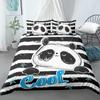 Kids Panda King Queen Duvet Cover Cute Animal Bedding Set For Boys Girls Cartoon Style 2/3pcs Quilt Cover Flower Comforter Cover