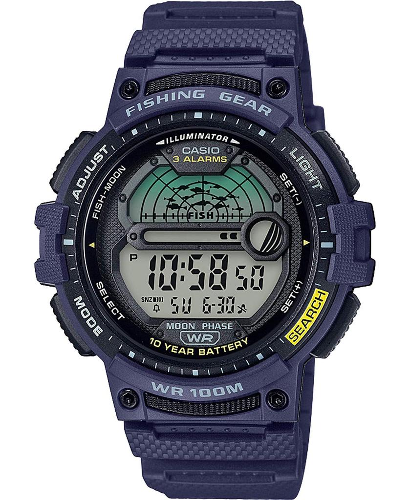 Casio Fishing Timer Quartz Watch with Resin Blue Men's Strap,