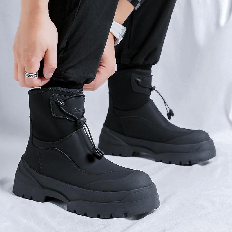 Мужская мода сцена ночной клуб платформа ботинки черно-белые туфли из натуральной кожи ковбойские рабочие пустынные ботинки дизайнерские ботильоны мужские