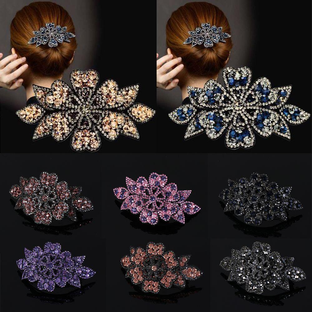 Аксессуары Женская Мода Прочный Гибкий Зажим для Волос Стразы Заколка для Волос Заколки Кристалл Цветок
