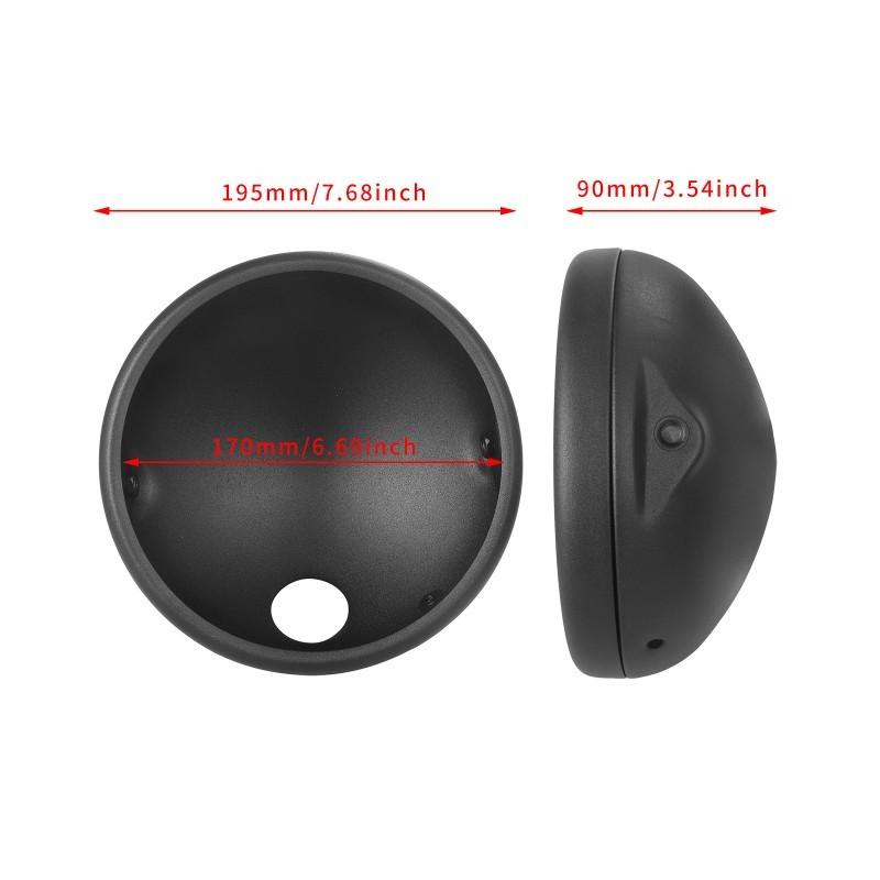 Motorcycle Headlight Shell Cover Universal 7" LED Headlamp Housing Retro Headlight Bracket Lamp
