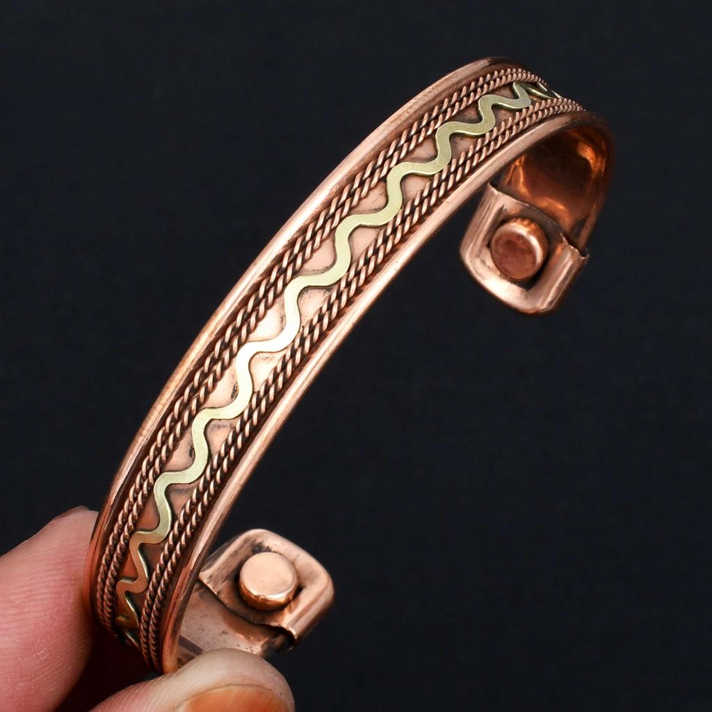 Pure Copper Twisted Wire Bangle Bracelet, Solid Copper Adjustable Bangle, Handmade Copper Jewelry Gift for Men & Women