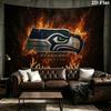Custom Name Seattle Seahawks Printed Tapestry – Wall Hanging for Bedrooms, Dorms, and Home Decor