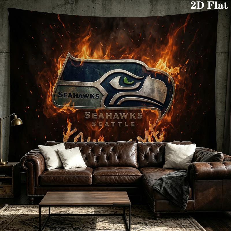 Custom Name Seattle Seahawks Printed Tapestry – Wall Hanging for Bedrooms, Dorms, and Home Decor