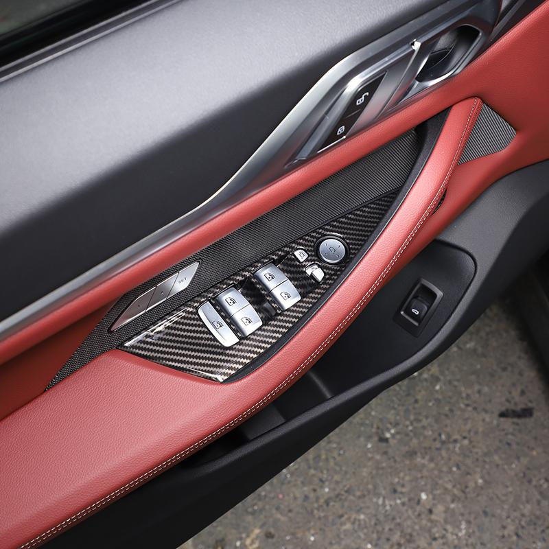 For BMW 4 Series G22 G23 G26 - ABS Carbon Fiber/Black Car Window Lift Button Decorative Sticker Car Interior Accessories