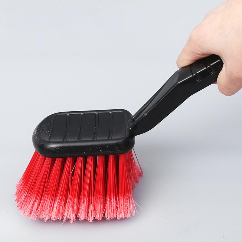 Автомобильная щетка для чистки шин с красной щетиной и черной ручкой, моющие инструменты для автодетейлинга, чистка мотоциклов