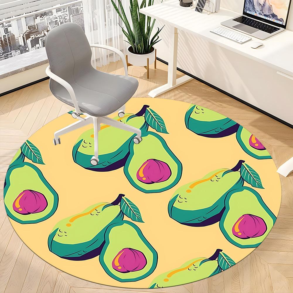 1pc Avocado Pattern Office Round Rug, Non-slip, Soft and Durable Office Rug for Interior Decoration, Perfect for Office,Decoration yy260204008