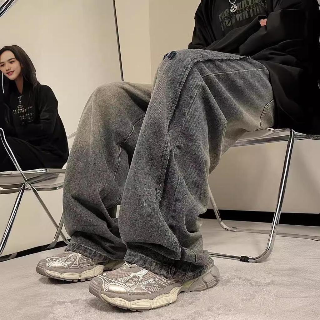 Мужские джинсы широкого кроя в американском ретро-стиле 2024 года - Модный свободный прямой крой для весны и осени