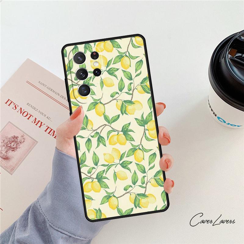 Летний чехол для телефона с лимонами и листьями Для Samsung Galaxy S24 S25 S23 S22 Ultra Note 10 20 Plus S20 S21 FE Чехол