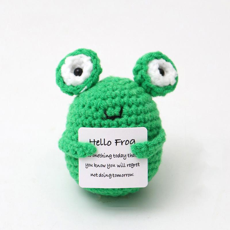 Positive Energy Bee Hug Pocket Doll Mini Handmade Plush Wool Knitting Doll With Card Funny Christams Gift Home Room Decoration