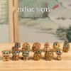 Twelve Zodiac Animal Charms Green Sandalwood Set: Rat, Ox, Tiger, Rabbit, Dragon, Snake, Horse, Sheep, Monkey, Rooster, Dog, Pig.