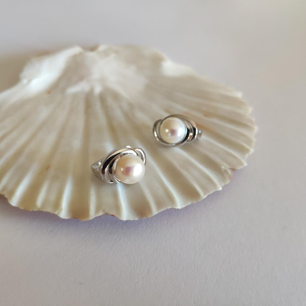 Серебряные серьги с натуральным жемчугом 4.25ct (2122432)