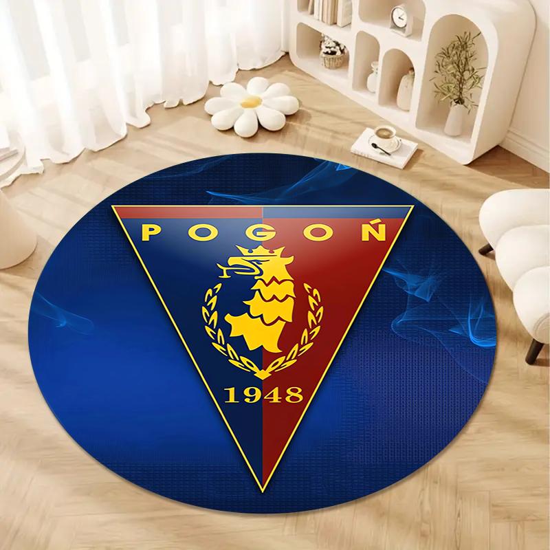Круглый ковер Mks Pogoń Szczecin, Ковер для гостиной, спальни, дивана, игровой комнаты, Нескользящий коврик для пола Q0026