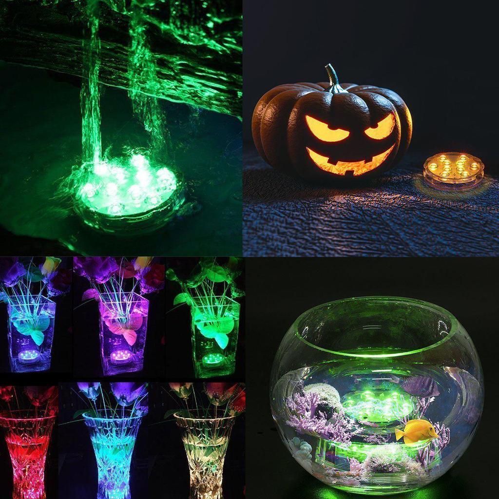 4 шт. RGB светодиодные подводные светильники с RF-пультом, 16 цветов, водонепроницаемые, для бассейна, аквариума, вазы, декора для вечеринок
