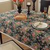 Vintage Floral Tablecloth American Oil Painting Style Thick Cotton Linen Jacquard for Tea Table