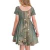 Children's Skirt Round Neck Short Sleeve Princess Dress Fashion Casual Pocket Dress For Girls