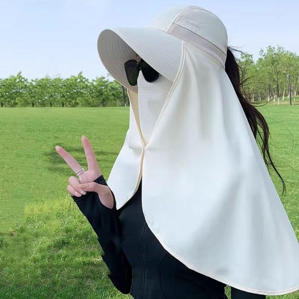 Sunscreen Shawl Fisherman Hat Detachable Mask Hiking Bucket Hat Foldable Women Sun Hat Fishing