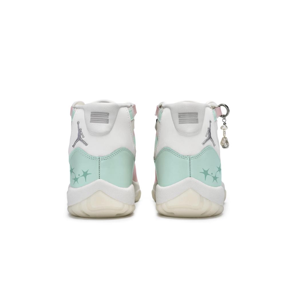 Jordan Air Jordan 11 RETRO Жемчужный 811 Производство, Персиковый Туман Циан Средние Винтажные Баскетбольные Кроссовки Унисекс AR0715-110(Команда80-)