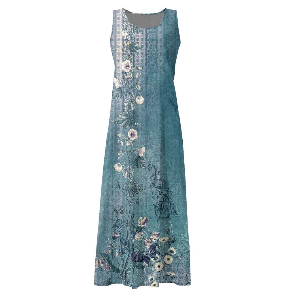 Женское летнее повседневное модное платье без рукавов с карманом и круглым вырезом