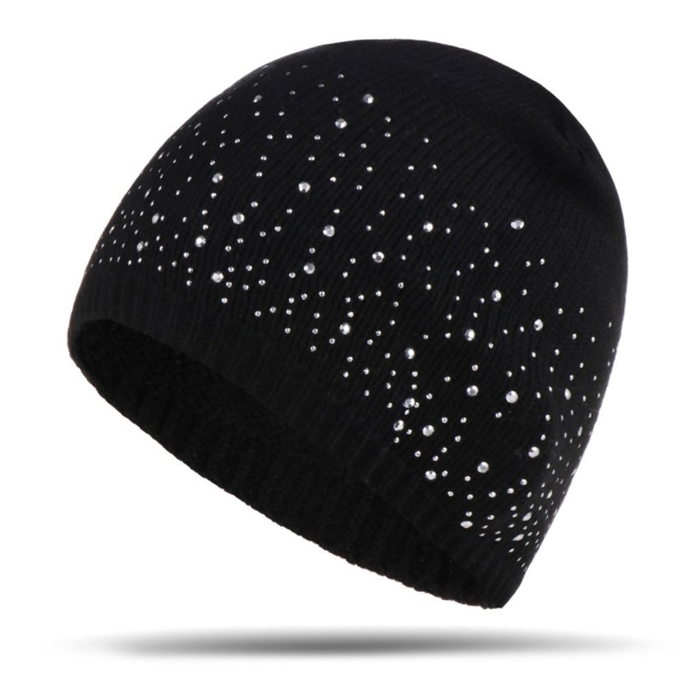 Rhinestone Decor Knitted Hat Stylish & Shiny Beanies Hat Casual Winter Fall Hat Outdoor Streetwear