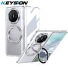 KEYSION Вращающийся на 360° магнитный чехол-подставка с кольцом для Huawei Mate X6 X5 X3 Прозрачный жесткий чехол для телефона из ПК с защитой экрана