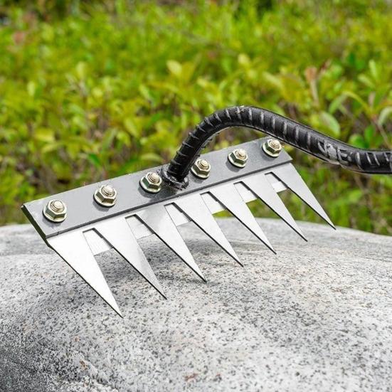 Стальные грабли для прополки, прочные садовые грабли с 5/6/7/8 зубьями, ручной инструмент для рыхления почвы и удаления сорняков