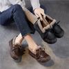 Plush Warm Loafers Thick Soled Casual Genuine Leather Versatile Round Toe Cotton Shoes