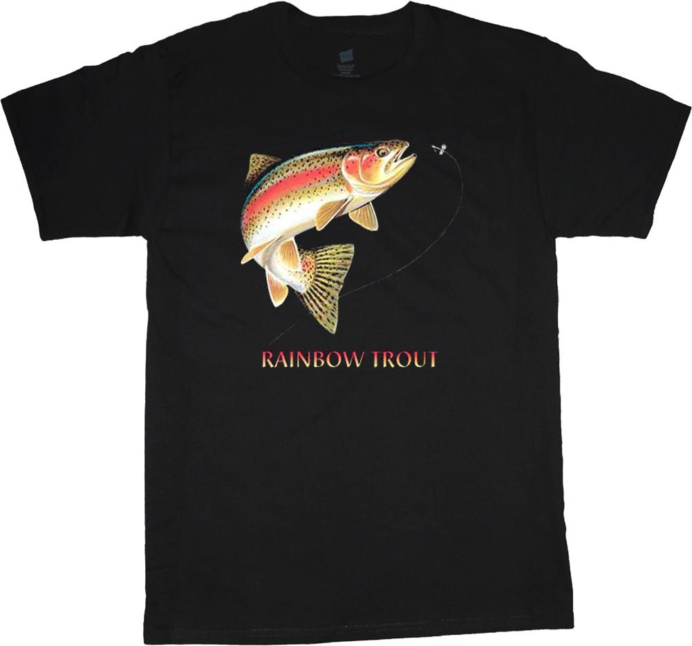 rainbow trout shirt men's fishing t-shirt black t-shirt trout fly fishing tee