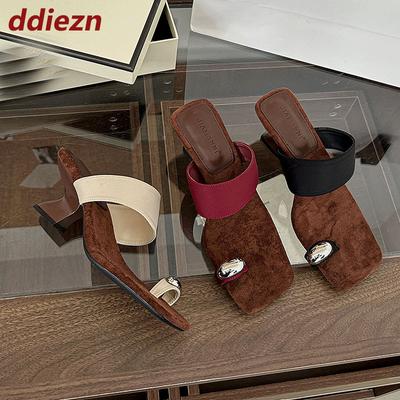 Мода Мода Металлические Туфли-лодочки Женские Туфли на Высоком Каблуке Обувь Женская Обувь с Квадратным Носком Обувь Неглубокие Женские Каблуки Слайды Сандалии Обувь Шлепанцы