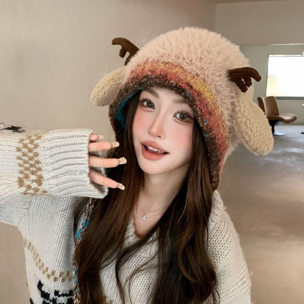 Новая Меховая Оленья Шляпа для Хранения с Защитой Ушей Теплая Фестивальная Рождественская Шляпа с Рогами Ветрозащитная Регулируемая Шляпа с Наушниками для Улицы