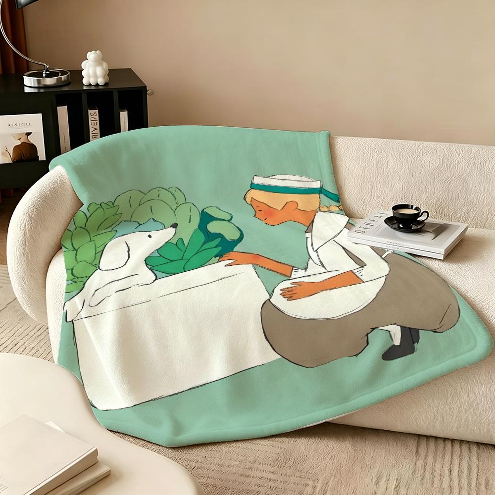 Artist Y-Yoshitomo Throw Flannel Blanket Perfect for Sofa Office Bed Travel Sleep Read Relax Camping four season use