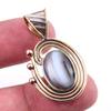Natural Botswana Agate Gemstone 925 Solid Silver Two Tone Pendant 1.50'' G3r55