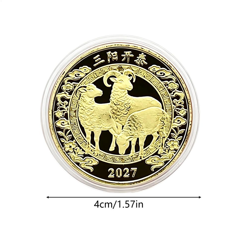 1117 Year Of The Goat L ucky Coin, Chinese Z odiac Feng Shui Wealth Toke n Spring Festival Prosperity Decoration For Home Mantel