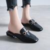 Leather Bag Head Slippers Women Wear Autumn New Thick Heel Half Slippers Fashion Muller Shoes Cool Slippers