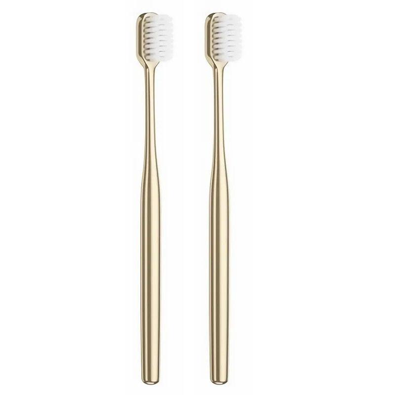 2/1 шт. роскошная мягкая зубная щетка для мужчин и женщин, зубная щетка для взрослых, гальванизированная, золотистого цвета, зубные щетки, чистка зубов, уход