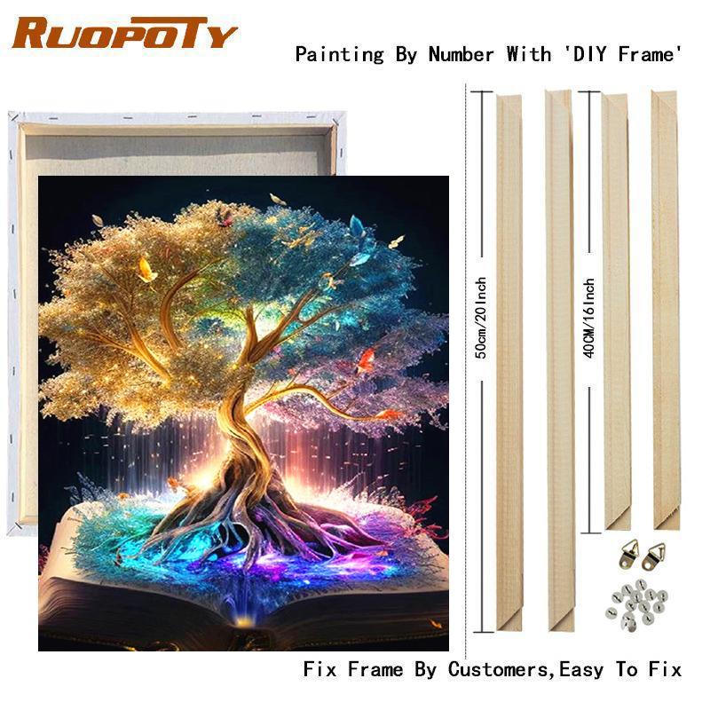 Рамка для рисования по номерам, наборы, красочная елочная книга, рисунок по номерам, пейзаж, подарок «сделай сам», ручная работа, домашний декор 40x50
