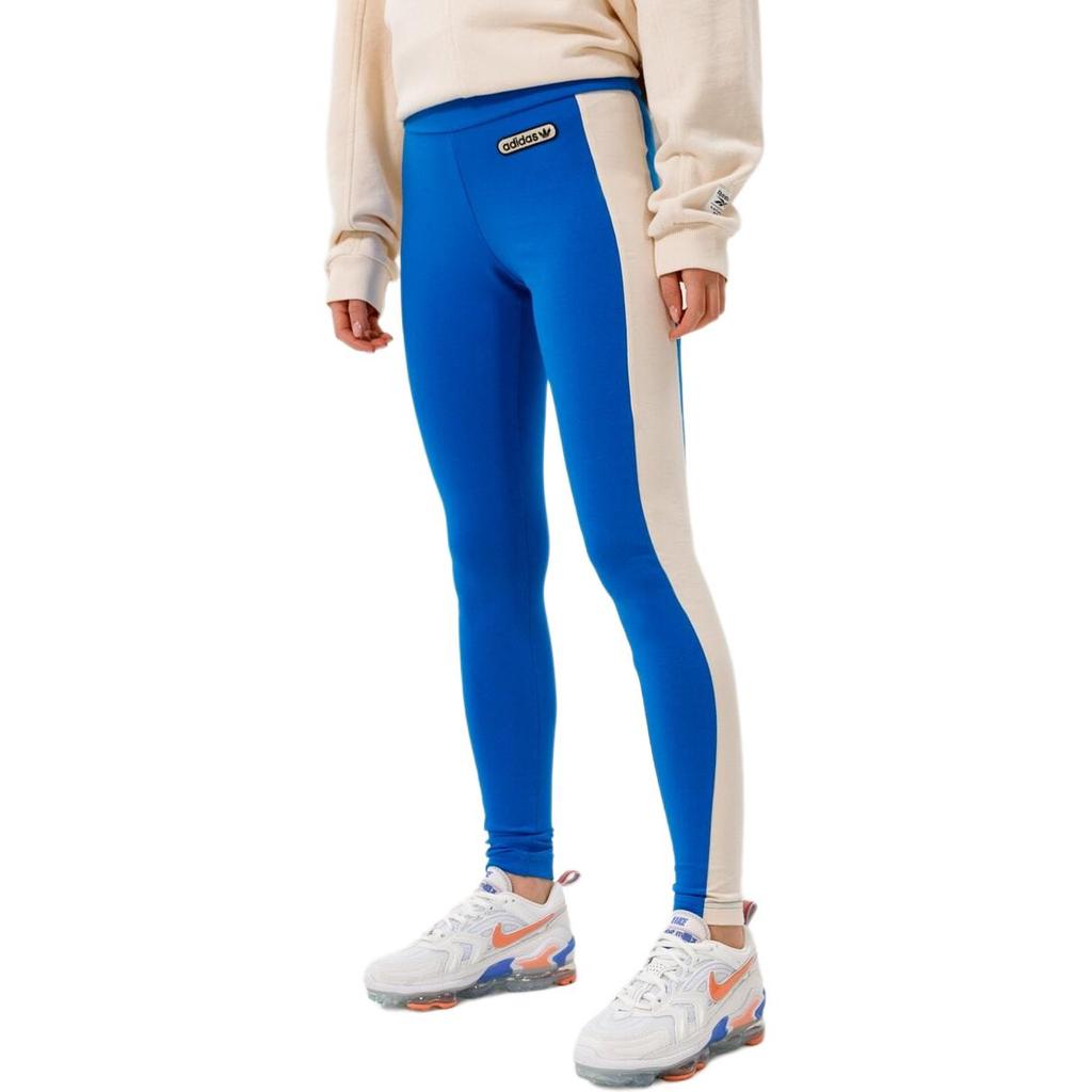 adidas Оригинальные Ретро Роскошные Леггинсы Color Block Высокая Талия Облегающий Крой Леггинсы Женские Леггинсы Синие HL0025