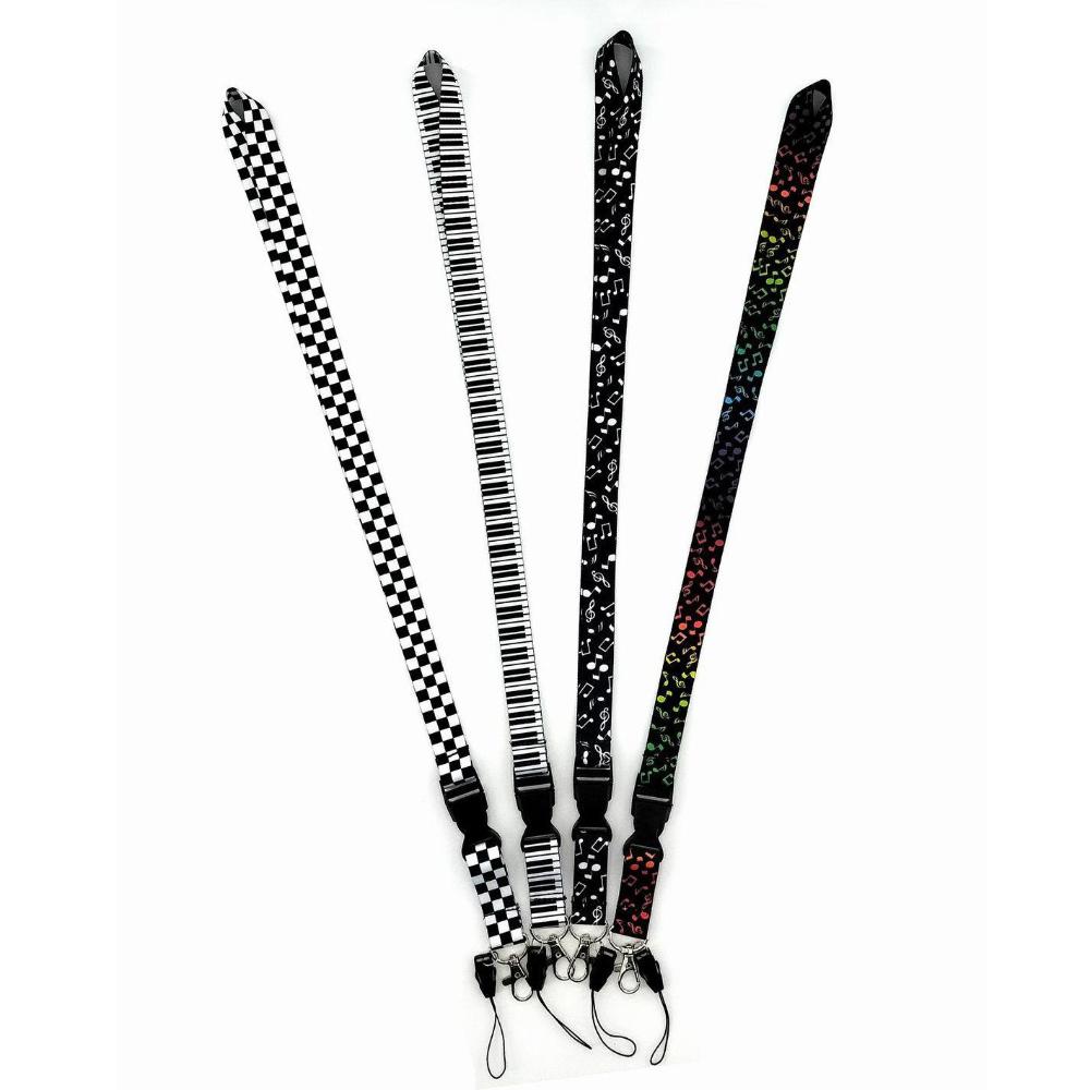Strap Key Ring Holder Keys Keychain Badge Holder Piano Keys Print Keychain Musical Note Lanyards