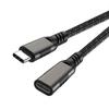 LpoieJun USB-удлинитель с передачей данных и видео 20 Гбит/с и быстрой зарядкой PD 240 В, в нейлоновой оплетке, совместим с игровыми устройствами и ноутбуками, 0,2 м, Type-C