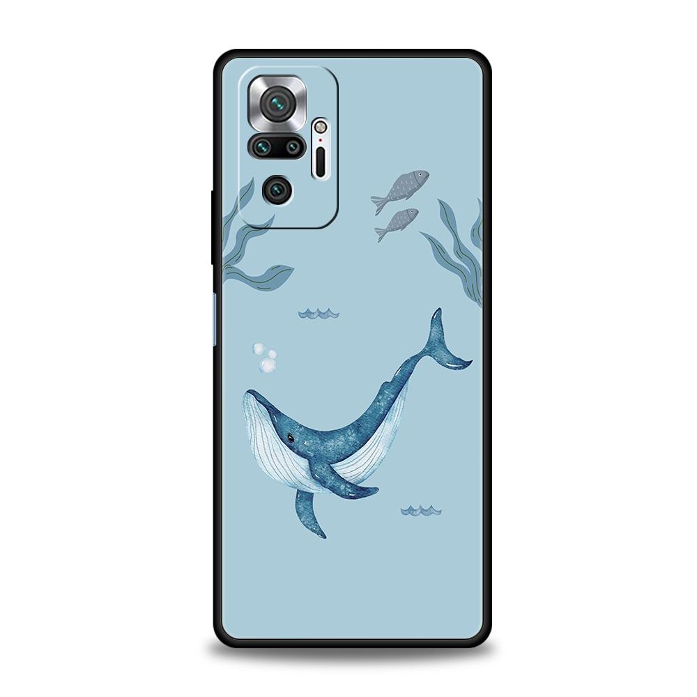 Парный чехол для телефона с дельфином и китом для Xiaomi Redmi Note 14 5G 13 12 10 11 Pro Plus 4G 14C 13C 12C 10C 9C Мягкий чехол из ТПУ