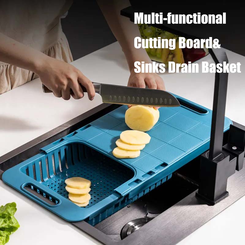 2 в 1 креативная кухонная телескопическая многофункциональная разделочная доска для разделки фруктов и овощей, раковина, сливная корзина для хранения, гибкие кухонные инструменты