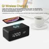2025 Sound Control LED Digital Alarm Clock Wooden Design Thermometer Qi Wireless Charging Pad Desk Clock