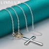URMYLADY 925 Sterling Silver Gold Heart Cross Pendant Necklace For Women Wedding Fashion Jewelry