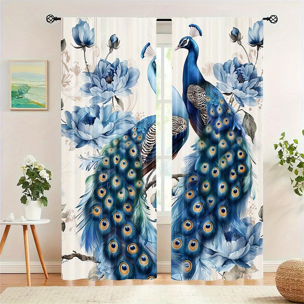 Винтажная серия Blue Peacock, роскошный дизайн, бесплатная доставка, 2 шт., тонкая занавеска для окна, декор для гостиной и спальни