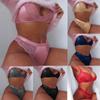 Women Plus Size Fashion Bras Underwear Anti Emptied Adjustable Gathered Bras Sets Lace Sexy Bikini Suits