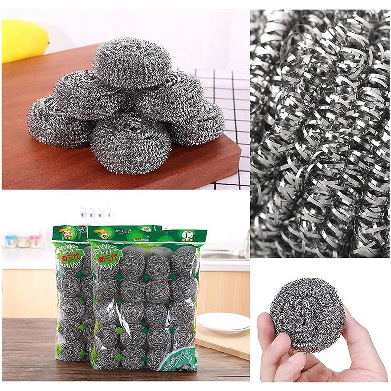 20 шт. стальная проволочная шариковая щетка с ручкой щетка для мытья кастрюль щетка для мытья посуды проволочная шариковая щетка для кухни губки для мытья посуды